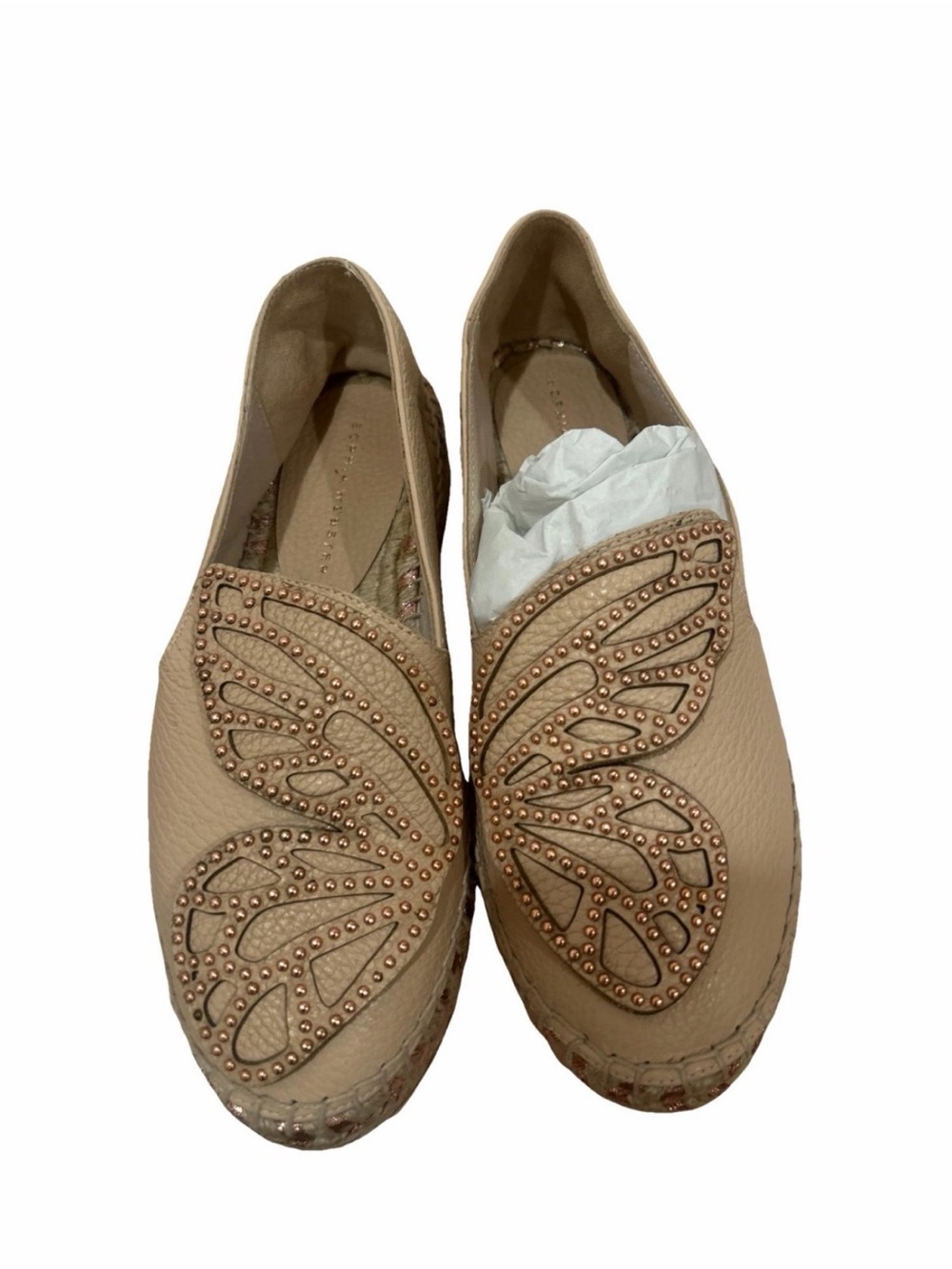 Sophia Webster Nude Studded Butterfly Espadrille Flats